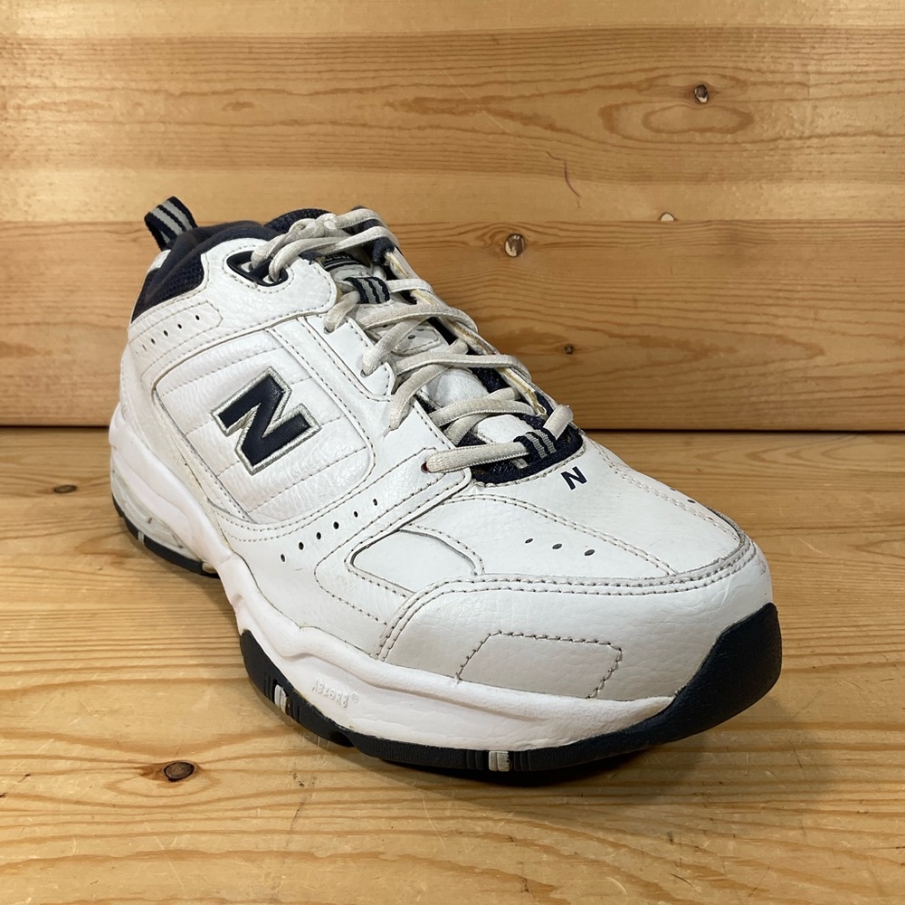 New Balance 608 v2 Training Shoes Men’s 8 4E X-WIDE White Navy Leather MX608V2W